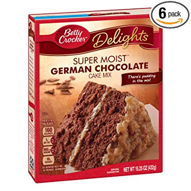 Betty Crocker Super Moist Cake Mix German Chocolate 15.25 oz Box (pack of 6)