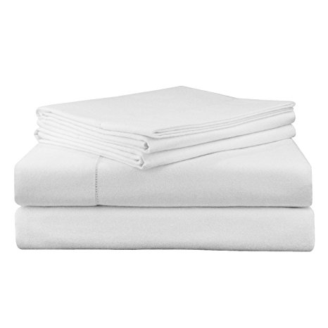 Pointehaven 200 GSM Flannel Sheet Set, California King, Solid, White