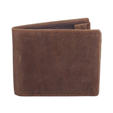 Polare Mens Cowboy Genuine Natural Crazy Horse Leather Bifold Wallet