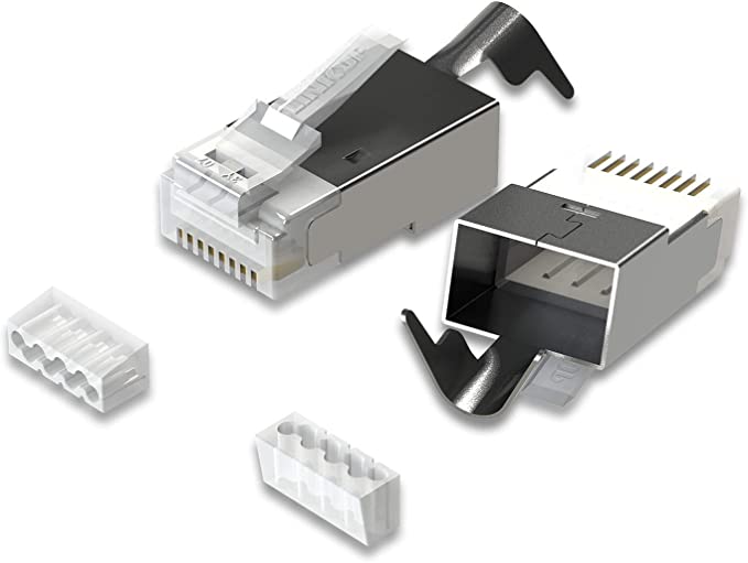 LINKUP - RJ45 Connectors Cat6A Ethernet Shielded Modular Plugs | for Large Diameter Wires (22AWG) Termination | 10G STP Gold-Plated [100-Pack]