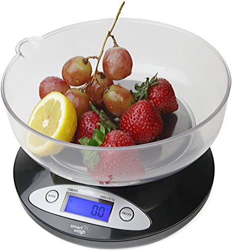 Smart Weigh CSB2KG Digital Multifunction Kitchen and Food Scale 2Kg x 0.1-Gram, Bowl Included