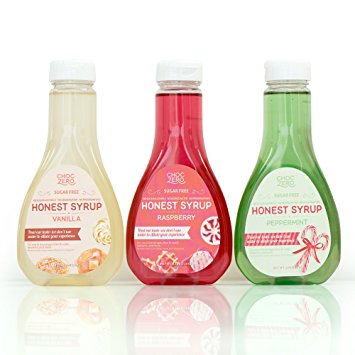 Honest Syrup, Variety Pack. Sugar free, Low Carb, No preservatives. Thick and Rich. Sugar Alcohol free, Gluten Free. 3 Bottles(Vanilla, Peppermint, Raspberry)