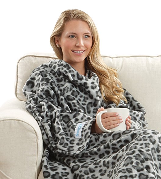 The Original Snuggie - Super Soft Fleece Blanket With Sleeves And Pockets - Leopard
