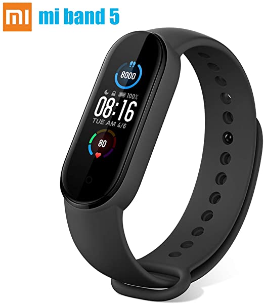Newest mi Band 5 Fitness Tracker,Smart Watch Full Colour AMOLED 1.1” Touch Screen Waterproof,Activity Tracker Smart Bracelet with Multiple Sports/Steps Counter/Sleep Monitor for Android and iOS