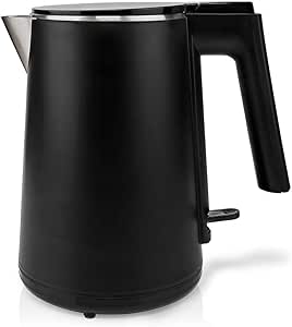 Ex-Pro Electric Kettle, 1.0L Capacity with Double Walled Insulation, Boil-Dry Protection and Limescale Filter for Fresher Water, 1500W - Black