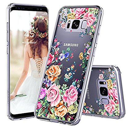 Galaxy S8 Plus Case, Galaxy S8 Plus Case for Girls, MOSNOVO Roses Garden Floral Printed Flower Pattern Clear Design Plastic Hard Case with TPU Bumper Protective Cover for Samsung Galaxy S8 Plus (2017)