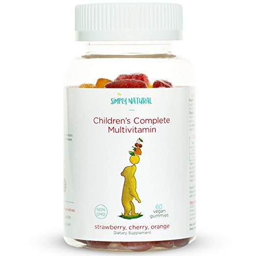 Simply Natural Childrens Complete Multivitamin Gummy, Non-GMO, Great-Tasting Chewable Kids Daily Vitamins, Vegan-Friendly Pectin, Allergen-Free, 60 Count (30 Day Supply)