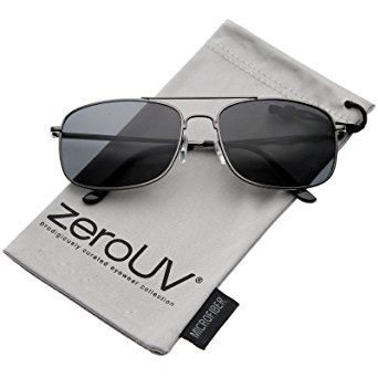 zeroUV - Classic Metal Crossbar Spring Loaded Hinges Square Lens Aviator Sunglasses 55mm