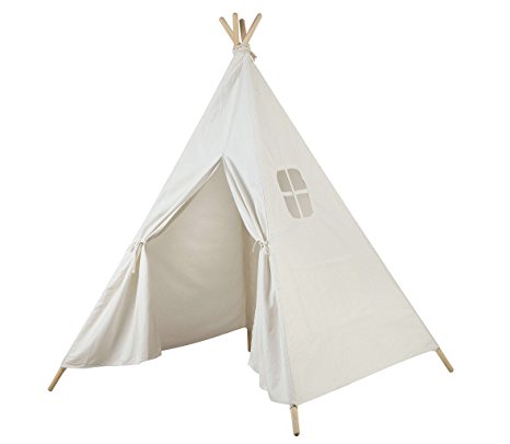 AniiKiss 6' Giant Canvas Kids Teepee Play Tent (White)