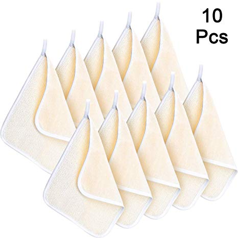 Exfoliating Face and Body Wash Cloths Towel Soft Weave Bath Cloth Exfoliating Scrub Cloth Massage Bath Cloth for Women and Man (10 Pack Exfoliating Side and Soft Terry Side Cloth)