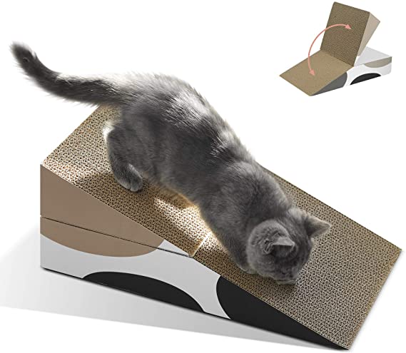 ComSaf Cat Scratcher Triangle, Foldable Cat Scratching Cardboard,Slope Corrugated Scratch Pad, Scratching Lounge Bed for Cat Kitten Kitty, Multiple Scratching Angles, Protecting Furniture, Reversible