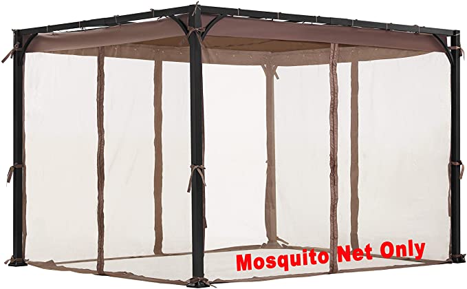 ALISUN Replacement Mosquito Net for Flat-Roof Pergola - Mesh Bug Net Only (8 ft. x 10 ft, Brown)