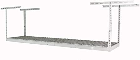 SafeRacks – 2x8 Overhead Garage Storage Rack - Height Adjustable Steel Overhead Storage Rack - 400 Pound Weight Capacity (White, 18"-33")