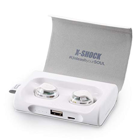 SOUL Electronics X-Shock Absolute True Wireless Earphones. Bluetooth Waterproof Earbuds. in Ear Headset with Mic and Charging Box. for iPhone iPad Android Smartphones Tablets, Laptop. White