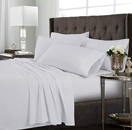 Tribeca Living 120MFSHEETTWXWH Ultra-Soft Solid Deep Pocket 4-Piece Sheet Set Twin XL White