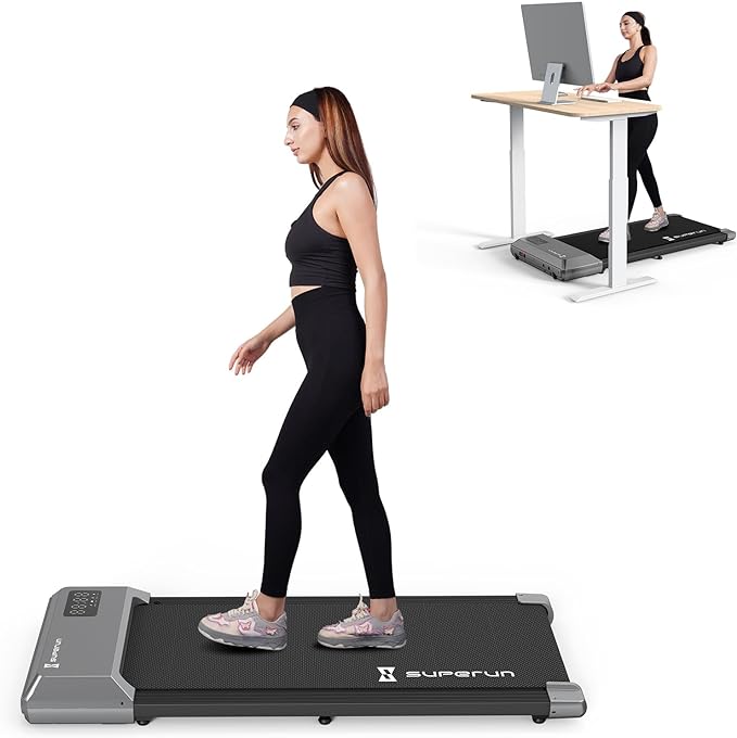 Superun Walking Pad, 2 in 1 Portable Walking Treadmill with Remote Control, Under Desk Treadmill with 300lbs Capacity, Treadmills for Home and Office Walking Jogging Machine in LED Display