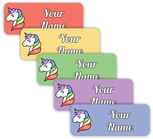 40 Original Personalized Waterproof Custom Name Tag Labels (Unicorn Theme) – Multipurpose Marking for All Ages - Camping Gear, Luggage, Kindergarten