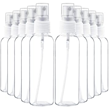 Youngever 10 Pack Plastic Spray Bottles 4 Ounce, Refillable Plastic Spray Bottles with Lids, Clear Empty Fine Mist Plastic Mini Travel Bottles