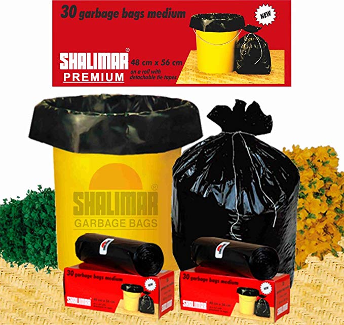 Shalimar Premium Garbage Bags (Medium) Size 48 cm x 56 cm 6 Rolls (180 Bags) (Trash Bag/ Dustbin Bag)