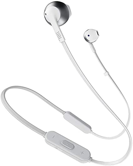 JBL TUNE 205BT Wireless In-Ear Earbud Headphones with Bluetooth and Microphone – Flat tangle-free cable – Silver