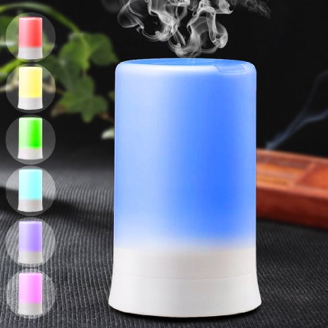 DLAND 100ML 7 Colors Electric Aromatherapy Essential oil Diffuser With 4 Timers Cool Mist Humidifier with Colorful LED light and Auto off Whisper-Quiet Cool Mist Humidifier Enjoy Aromatherapy Experience with Your Favorite ScentedDiffuser Ultrasonic Humidifier Air Purifier Essential Oils USB Port