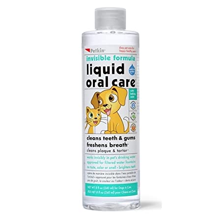 Petkin Pet Liquid Oral Care Invisible Formula Oral Care for Dogs, Easy-to-Use, Removes Plaque and Tartar Also Freshen Up Breath, Keep Your Pet Mouth Clean and Fresh, Tastes Great 240 ml