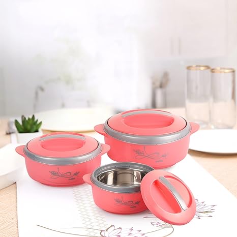 CELLO Sapphire | Insulated Inner Steel Casserole | BPA Free & Food Grade, Serving (500ml, 1000ml, 1500ml) Peach