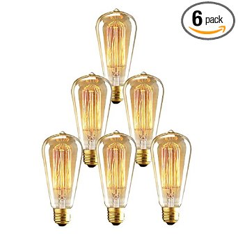 Homesita St64 60w Vintage Antique Edison Style Incandescent Clear Glass Light Lamp Bulb (6 Pack)