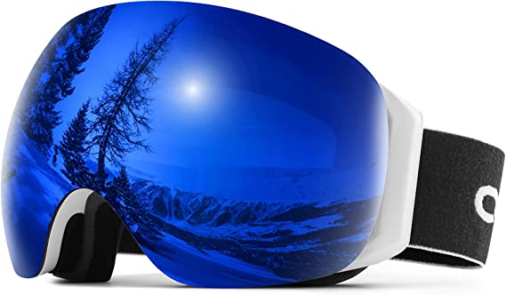 Odoland Detachable Magnetic Snow Ski Goggles, UV400 Anti-Fog Windproof Eyewear Lens for Men Women youth Snowboarding Skiing