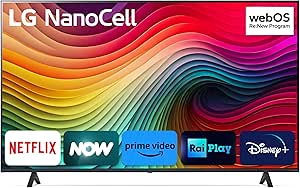 LG NanoCell 55'', Serie 81 2024, 55NANO81T6A, Smart TV 4K, Processore α5 Gen7, 20W, 3 HDMI, Filmmaker Mode, Game Optimizer, Alexa, Wi-Fi, webOS 24, Telecomando puntatore, Ashed Blue