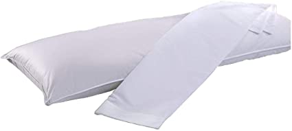 Lancashire Bedding 4ft6 (Double) Bolster Pillow   White Removable Cover