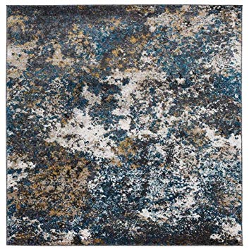 Persian-Rugs 6490 Turquoise 8 x 10 Abstract Modern Area Rug