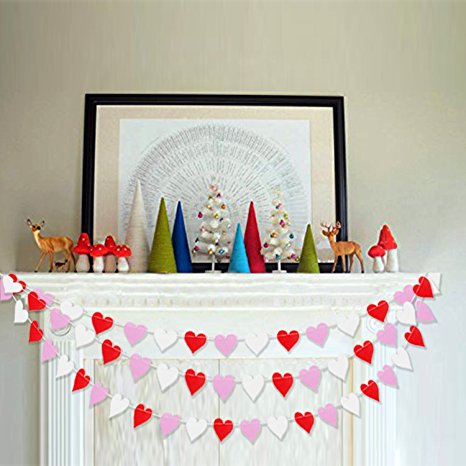 Colorful Heart Garland Bunting | Romantic Valentines Day Decoration | Valentine Garland Banner | Bridal Shower, Engagement, Wedding Party Decorations | Home, Mantel Decor | Pack of 2 , 26.2 ft Total