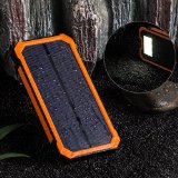 15000mah Solar Panel Charger with 6LED Flashlight Hallomall Portable Phone Charger Backup Power Pack Dual USB Port External Battery Charger for Smart phones Camera and Other 5V USB Devices orange