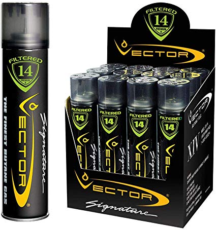 Vector 14x Filtered Premium Refined Fuel Butane Gas Refill (320mL) by Vector KGM - 12 Cans