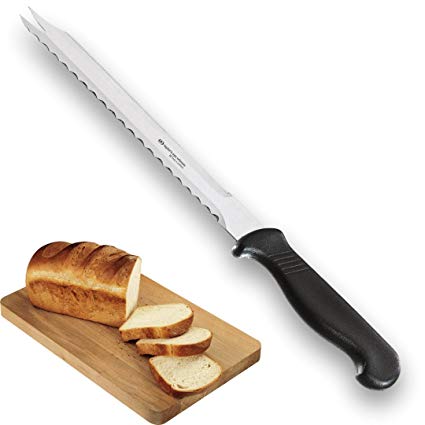 Bread/Roast Carving Knife 19cm Double Edged Blade - With Serving Prongs. Multi Use Knife, Ultra Fine Precision Ground From Razor Blade Steel. Comfortable Handle. Made In UK By Taylors Eye Witness. (19cm Double Edge)