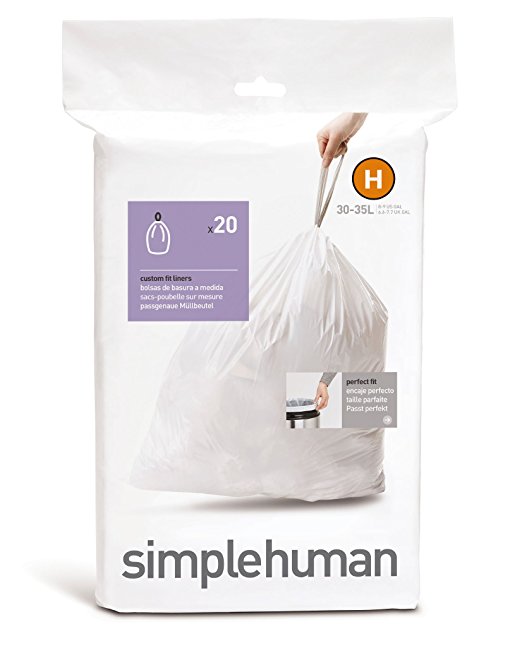simplehuman Code H Custom Fit Bin Liners - 30-35 L, Pack of 20