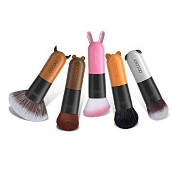 Docolor Makeup Brushes 5Pieces Cartoon Face Kabuki Premium Synthetic Goat Hairs Makeup Brushes Set