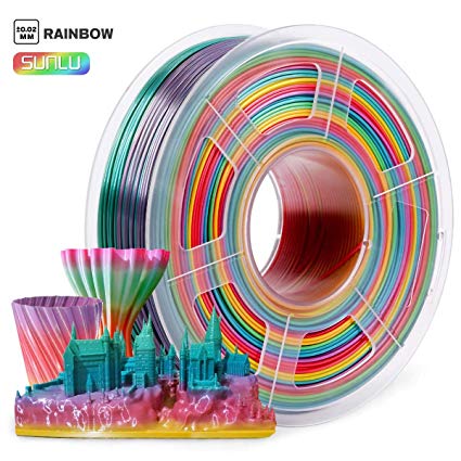 SUNLU Rainbow PLA Filament 1.75mm，Gradient 3D Printer Filament Multicolor 1kg/Spool, 0.02 mm, Rainbow Filament