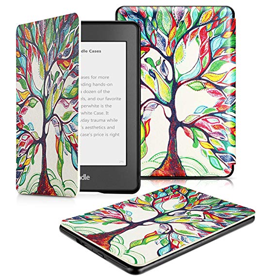 OMOTON Kindle Paperwhite Case (10th Generation-2018), Smart Shell Cover with Auto Sleep Wake Feature for Kindle Paperwhite 10th, Love Tree 1