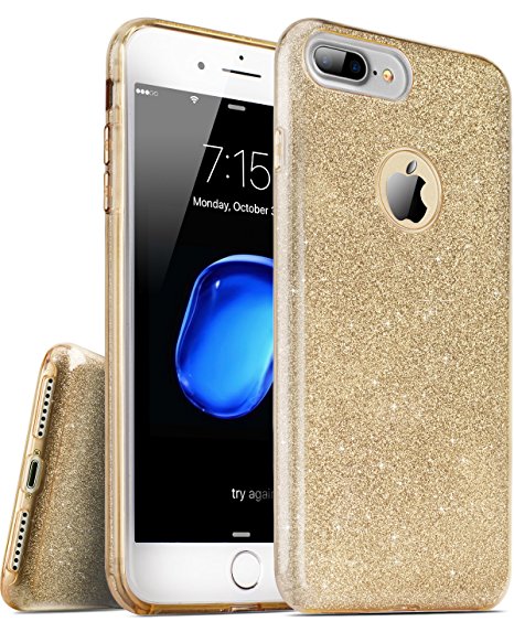 iPhone 7 pro/Plus Case, TOZO® SHINY Series [Bling Crystal] Ultra Thin Sparkle Premium 3 Layer Hybrid Semi-transparent Lightweight / Exact Fit / Soft Case for iPhone 7 Plus 5.5 inch Gold