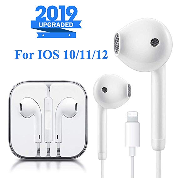 Newtion Lighting Earbuds Headphone Wired Earphones Headset with Microphone and Volume Control, Compatible with iPhone Xs Max/XR/X/8/8 Plus/7/7 Plus Plug and Play iOS 10/11/12 Car Speakerphones