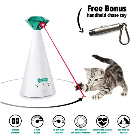 Ruff 'n Ruffus Automatic Laser Cat Toy   Free Bonus 3-in-1 Chase Toy | Interactive Cat Chase Toy | 3 Rotating Modes | Auto Shut-Off | AA Battery Operated | Kitten/Cat Owner’s Gift Idea