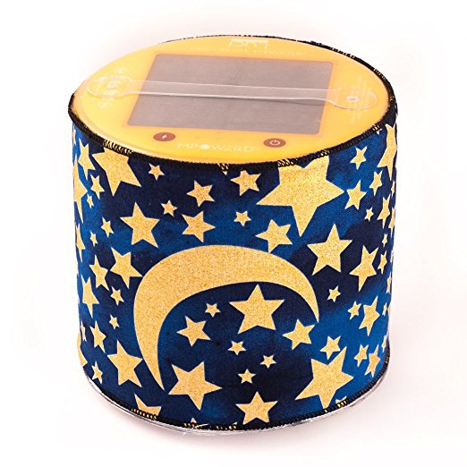 Solar Wireless Baby Night Light - featuring MPOWERD Luci Inflatable Solar Light with Nightlight Cover Handcrafted in USA by Terra Friendly. Nice Baby Shower Gift. (Moons and Stars)