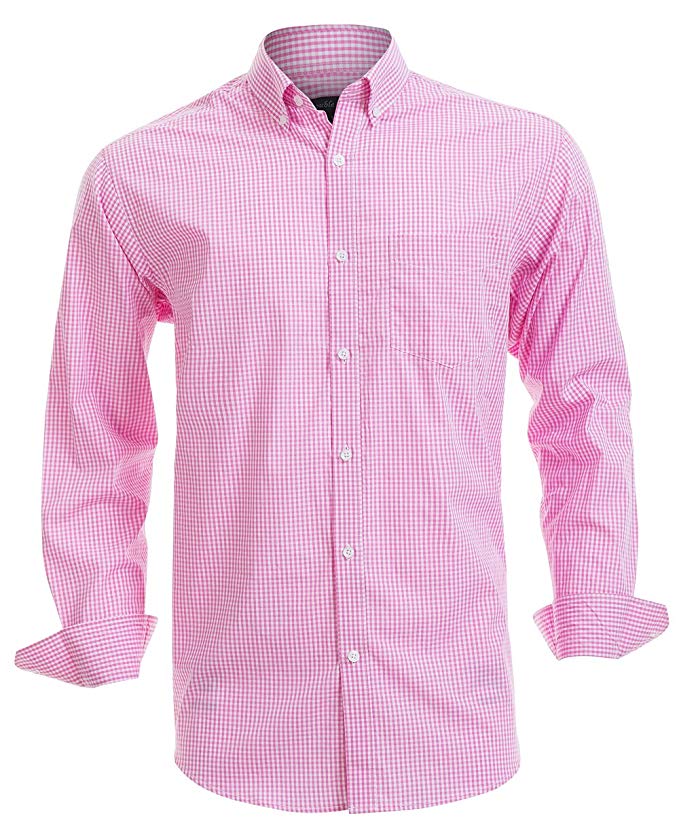 Double Pump Mens Button Down Shirts 100% Cotton Long Sleeve Shirts Regular Fit