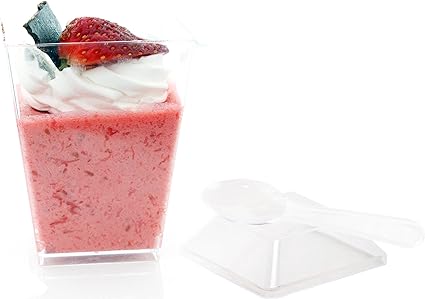 Plastic Dessert Cups - Set of 500 Clear Parfait Glasses with 500 Snap-on Lid Containers and 500 Mini Spoons 3.38 oz