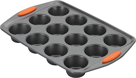 Rachael Ray Oven Lovin' Non-Stick 12-Cup Muffin and Cupcake Pan, Orange