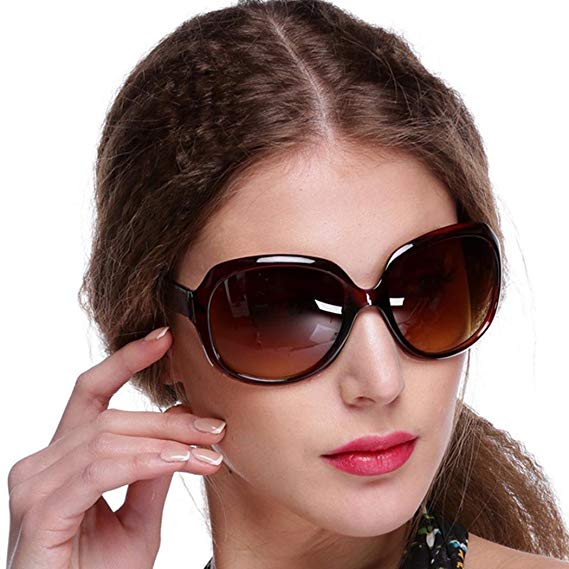 TelDen Women's Retro Vintage Style Shades Oversized Designer Lens Sunglasses Outdoor Driving Sunglasses