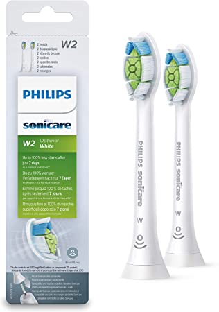 Philips, Sonicare optimal white brush, removes up to 2x more discolouration, RFID chip, white, Pack of 2