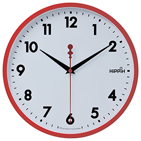 Hippih 10" Silent Quartz Wall Clock with Glass surface Non-ticking Digital,CL-2315-C